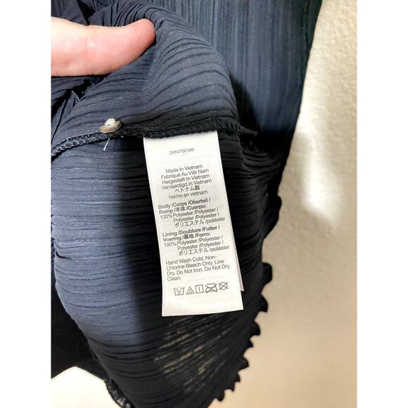 Madewell Dress Size 4 Black Plissé Mini Tee Sheath Minimalist Preppy Party NWT - Picture 8 of 10